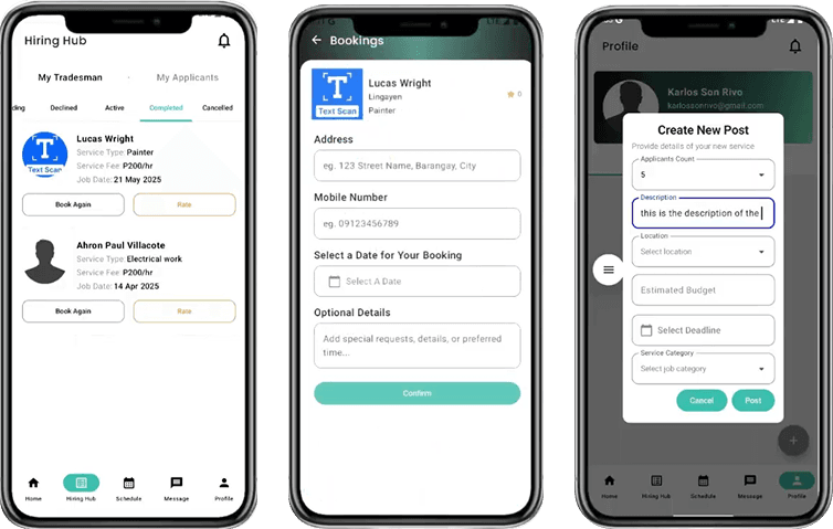 DaguConnect app screens